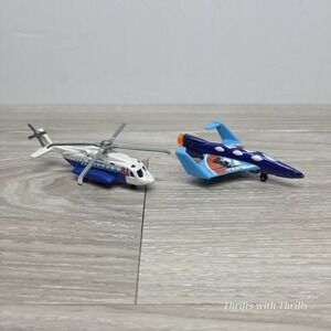 2011 Matchbox Sky Busters AERO BLAST  BLUE Diecast + 2009 Sikorsky S-92
